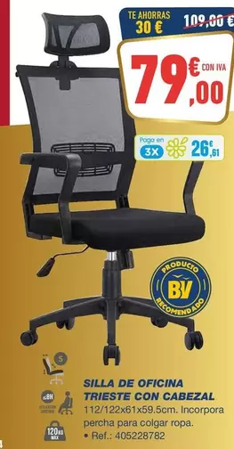 Oferta de Silla De Oficina Trieste Con Cabezal por 79€ en Bureau Vallée