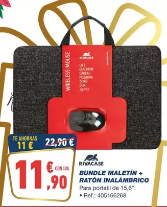 Oferta de Rivacase - Bundle Maletin + Raton Inalambrico por 11,9€ en Bureau Vallée