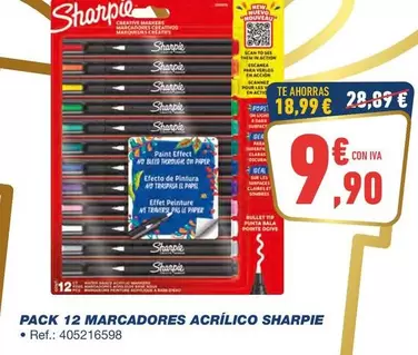 Oferta de Sharpie - Pack 12 Marcadores Acrílico por 9,9€ en Bureau Vallée