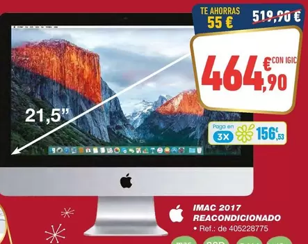 Oferta de Apple - Imac 2017 Reacondicionado por 464,9€ en Bureau Vallée