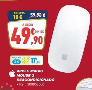 Oferta de Apple - Magic Mouse 2 Reacondicionado por 49,9€ en Bureau Vallée