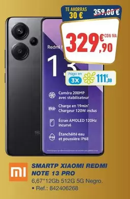 Oferta de Xiaomi - Smartp Redmi Note 13 Pro por 329,9€ en Bureau Vallée