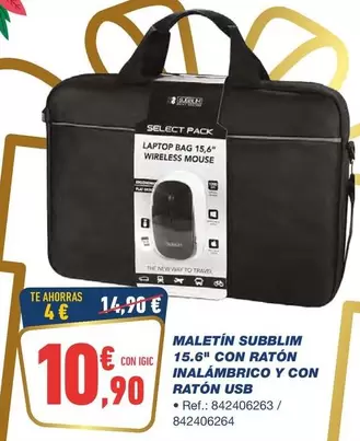 Oferta de Subblim - Maletín 15.6" Con Ratón Inalambrico Y Con Ratón USB por 10,9€ en Bureau Vallée