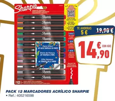 Oferta de Sharpie - Pack 12 Marcadores Acrílico por 14,9€ en Bureau Vallée