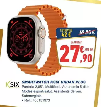 Oferta de Six - Smartwatch KSIX Urban Plus por 27,9€ en Bureau Vallée