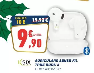 Oferta de Six - Auriculars Sense Fil True Buds 3 por 9,9€ en Bureau Vallée