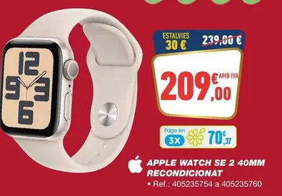 Oferta de Apple - Watch Se 2 40mm Recondicionat por 209,8€ en Bureau Vallée