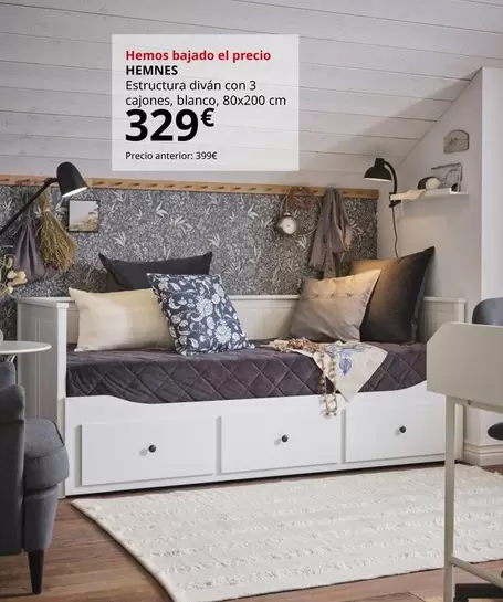 Oferta de Hemnes - Estructura Diván Con 3 Cajones, Blanco, 80x200 Cm por 329€ en IKEA