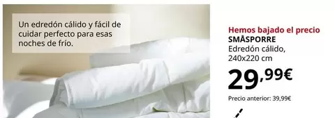 Oferta de Smasporre - Edredón Cálido, 240x220 Cm por 29,99€ en IKEA