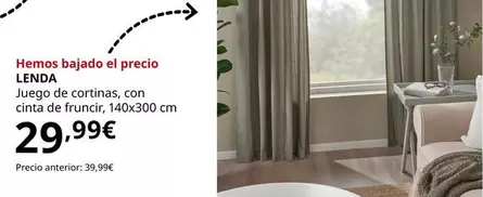 Oferta de Leda - Juego De Cortinas, Con Cinta De Fruncir, 140x300 Cm  por 29,99€ en IKEA