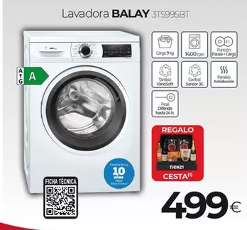 Oferta de Balay - Lavadora 3TS995BT por 499€ en Tien 21