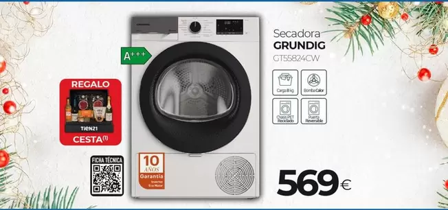 Oferta de Grundig - Secadora GT55824CW por 569€ en Tien 21