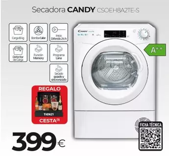 Oferta de Candy - Secadora CSOEH8A2TE-S por 399€ en Tien 21