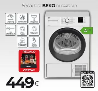 Oferta de Beko - Secadora DHS7413GAO por 449€ en Tien 21