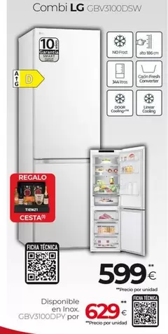 Oferta de LG - Combi GBV3100DSW por 599€ en Tien 21