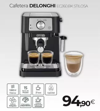 Oferta de DeLonghi - Cafetera por 94,9€ en Tien 21