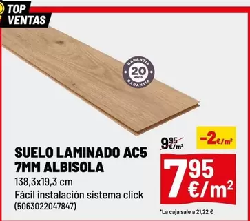 Oferta de Sistema - Suelo Laminado Ac5 7mm Albisola por 7,95€ en Brico Depôt