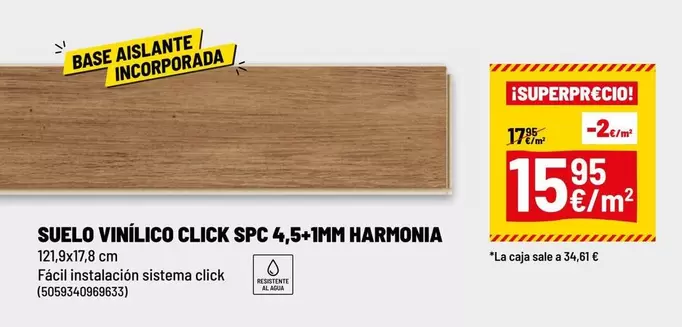 Oferta de SPC - Suelo Vinílico Click Spc 4,5+1mm Harmonia por 15,95€ en Brico Depôt