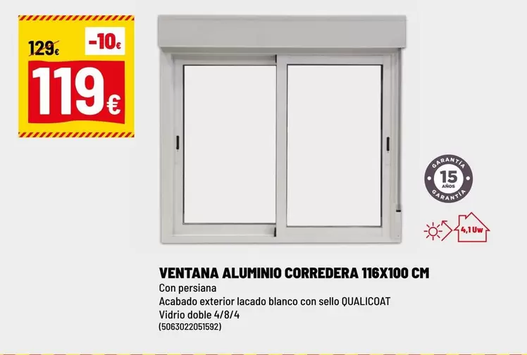 Oferta de Blanco - Vensana Aluminio Corredera 116x100 Cm por 119€ en Brico Depôt