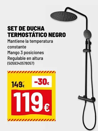 Oferta de Mango - Set De Ducha Termostatico Negro por 119€ en Brico Depôt