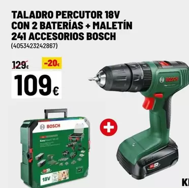 Oferta de Bosch - Taladro Percutor 18v Con 2 Baterias + Maletin 241 Accesorios por 109€ en Brico Depôt