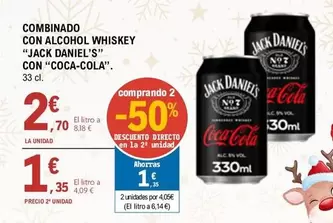 Oferta de Jack Daniel's -  Combinado Con Alcohol Whiskey por 2,7€ en E.Leclerc