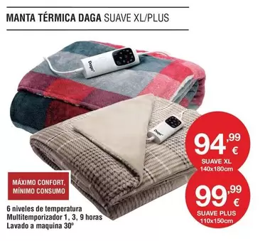 Oferta de Daga - Manta Térmica  Suave XL/Plus por 94,99€ en Milar