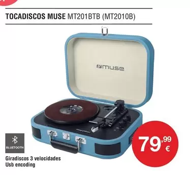 Oferta de Muse - Tocadiscos MT201BTB (MT2010B)  por 79,99€ en Milar