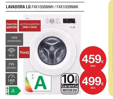 Oferta de LG - Lavadora F4X1008NWH/F4X1009NWK  por 459€ en Milar