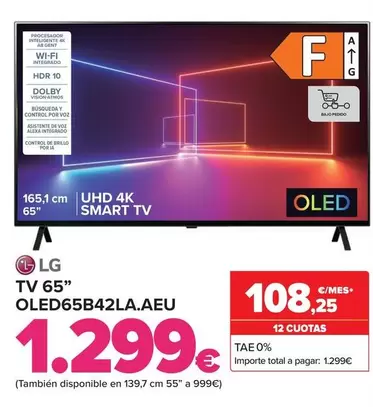 Oferta de LG - Tv 65"  Oled65B42La.Aeu por 1299€ en Carrefour