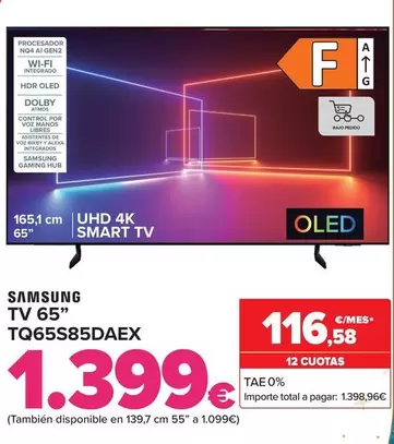 Oferta de Samsung - Tv 65" Tq65S85Daex por 1399€ en Carrefour