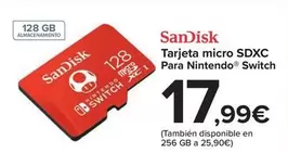 Oferta de Sandisk - Tarjeta Micro Sdxc por 17,99€ en Carrefour