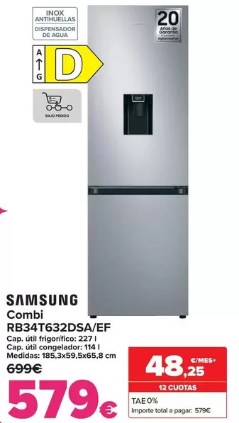 Oferta de Samsung - Combi Rb34T632Dsaef por 579€ en Carrefour