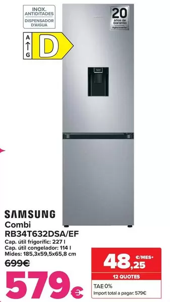 Oferta de Samsung - Combi Rb34T632Dsaef por 579€ en Carrefour