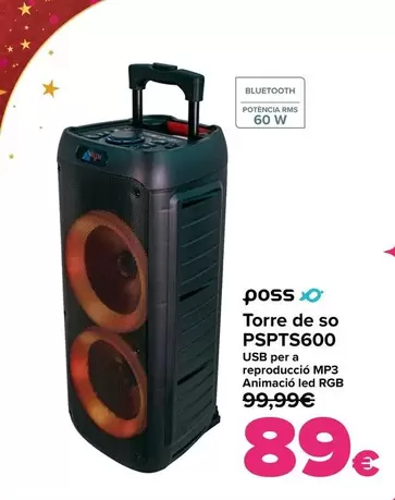 Oferta de Poss - Torre De Sonido  Pspts600 por 89€ en Carrefour