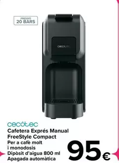 Oferta de Cecotec - Cafetera Expresso Manual FreeStyle Compact por 95€ en Carrefour