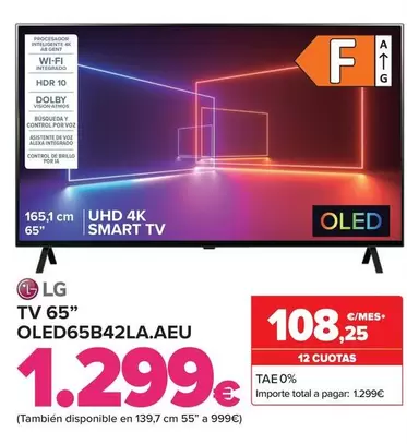 Oferta de LG - Tv 65"  Oled65B42La.Aeu por 1299€ en Carrefour