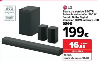 Oferta de LG - Barra De Sonido S40Tr por 199€ en Carrefour