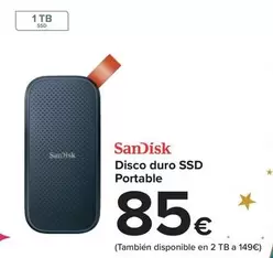 Oferta de Sandisk - Disco Duro Ssd Portable por 85€ en Carrefour