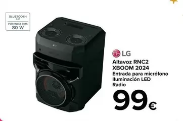 Oferta de LG - Altavoz Rnc2 Xboom 2024 por 99€ en Carrefour