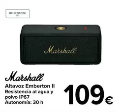 Oferta de Marshall - Altavoz Emberton Il Resistencia Al Agua Y Polvo IP67 por 109€ en Carrefour