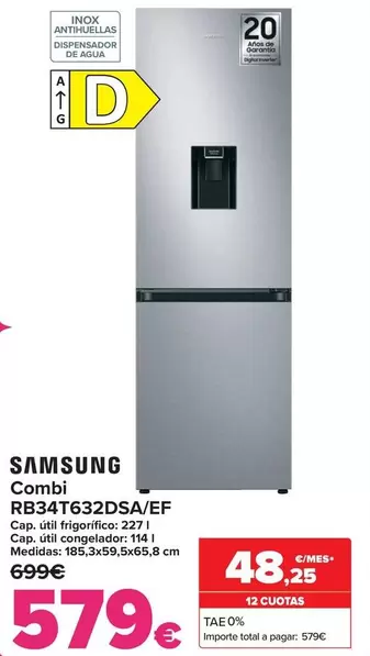 Oferta de Samsung - Combi Rb34T632Dsaef por 579€ en Carrefour