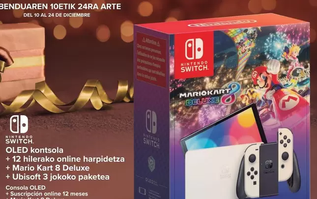 Oferta de Nintendo SWITCH - Consola Oled + Sucrepicion Online 12 Meses  por 359€ en Carrefour