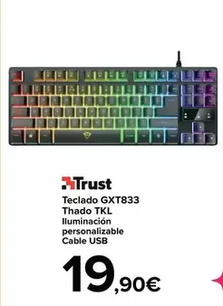 Oferta de Trust - Teclado GXT833  Thado Tkl por 19,9€ en Carrefour