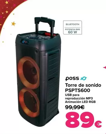 Oferta de Poss - Torre De Sonido  Pspts600 por 89€ en Carrefour