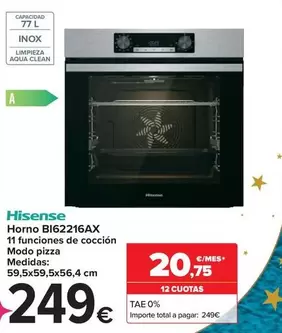 Oferta de Hisense - Horno Bi62216Ax por 249€ en Carrefour