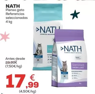 Oferta de Nath - Pienso Gato Referencias Seleccionadas por 17,99€ en Kiwoko