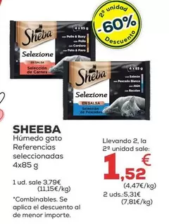 Oferta de Sheba - Humedo Gato Referencias Seleccionadas por 3,79€ en Kiwoko