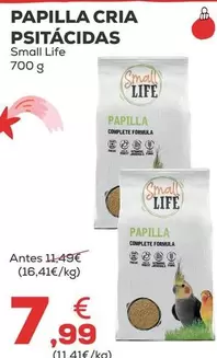 Oferta de Small Life - Papilla Cria Psitacidas por 7,99€ en Kiwoko