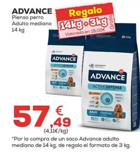 Oferta de Advance - Pienso Perro Adulto Mediano por 57,49€ en Kiwoko